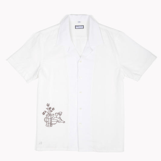 Linen Blend Camp Collar Shirt - Flottix Paris Collaboration Marèa Maréa